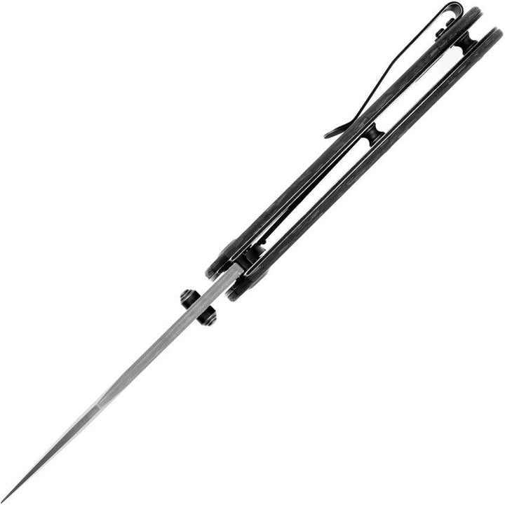 Kansept Knives Nesstreet Linerlock Shredded Carbon Fiber Damascus - Knives.mx