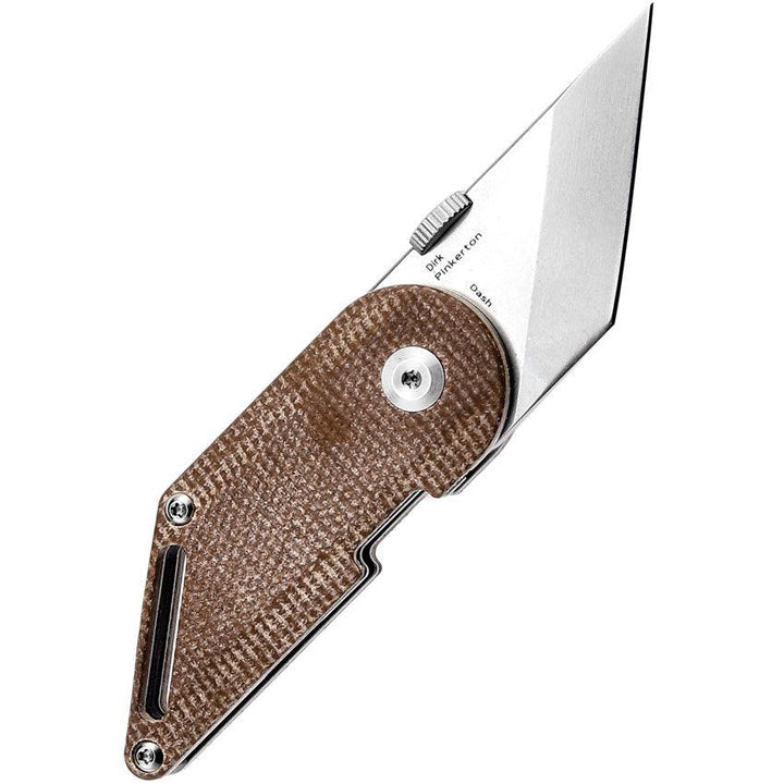 Kansept Knives Pinkerton Dash Linerlock Brown Micarta Stonewash Tanto 154CM - Knives.mx
