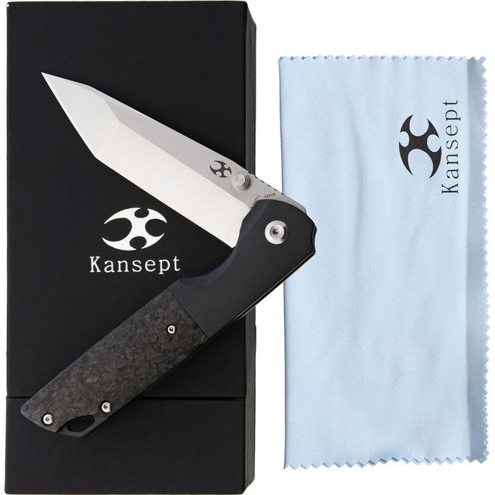 Kansept Knives Warrior Framelock Black CF / Titanium CPM S35VN - Knives.mx