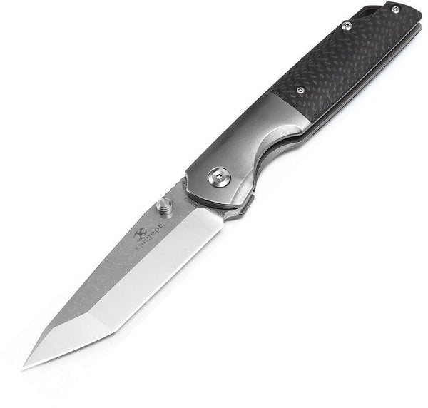 Kansept Knives Warrior Framelock Gray CF / Titanium CPM S35VN - Knives.mx