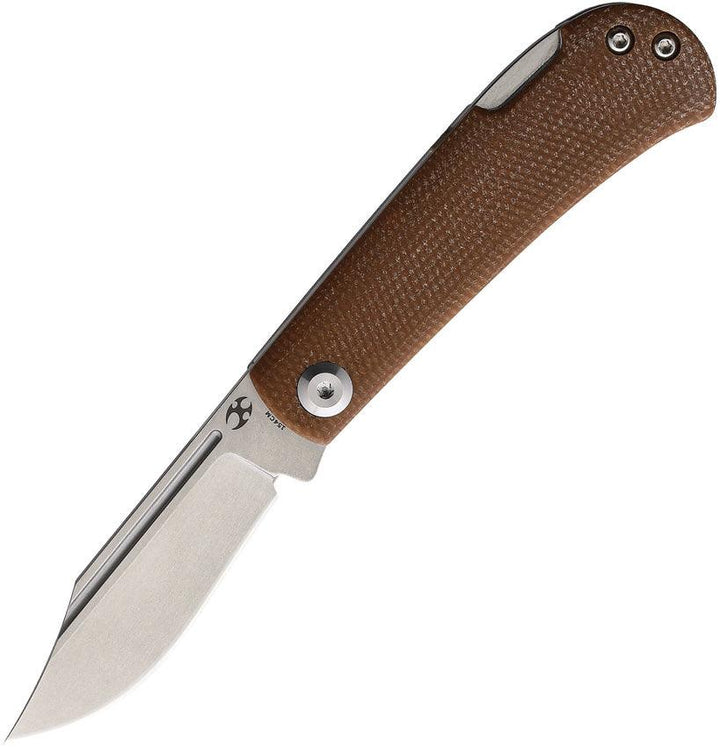 Kansept Knives Wedge Lockback Brown Micarta Stonewash 154CM - Knives.mx