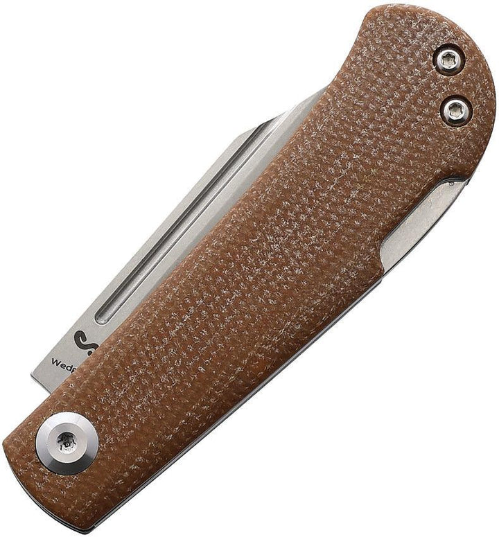 Kansept Knives Wedge Lockback Brown Micarta Stonewash 154CM - Knives.mx