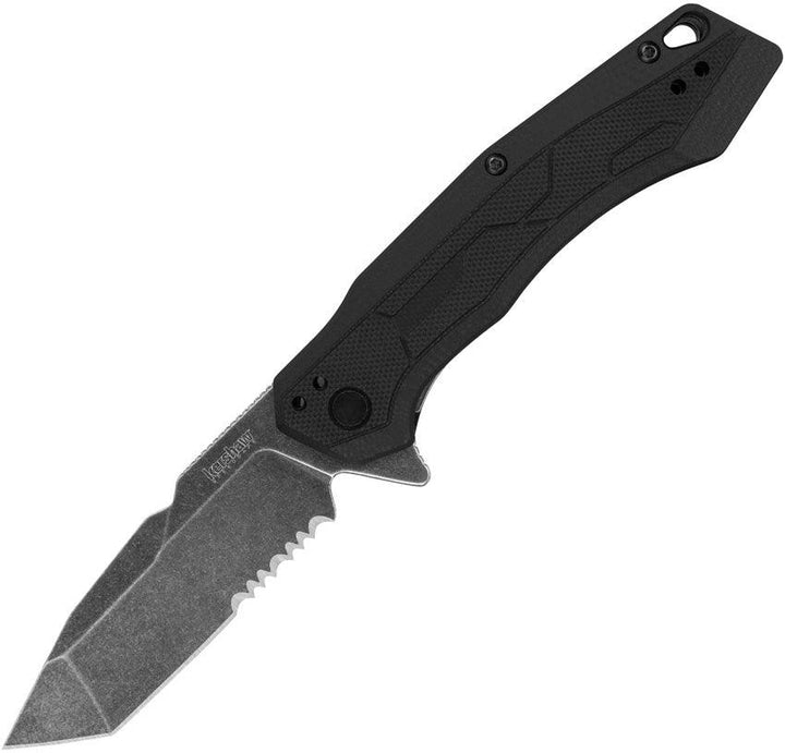 Kershaw Analyst Linerlock A/O GFN BlackWash Serrated Tanto 8Cr13MoV - Knives.mx