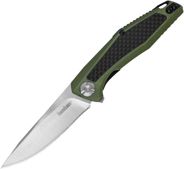 Kershaw Atmos Linerlock OD Green G10 w CF Satin 8Cr13MoV - Knives.mx