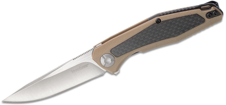 Kershaw Atmos Linerlock Tan G10 w CF 8Cr13MoV - Knives.mx