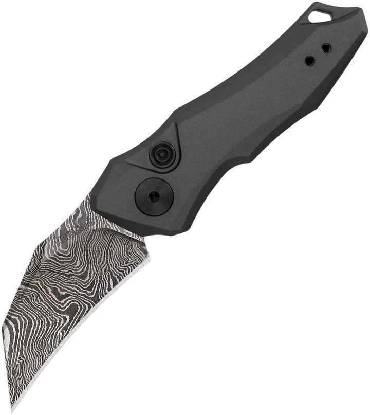 Kershaw Auto Launch 10 Button Lock Gray Anodized Aluminum Damascus - Knives.mx