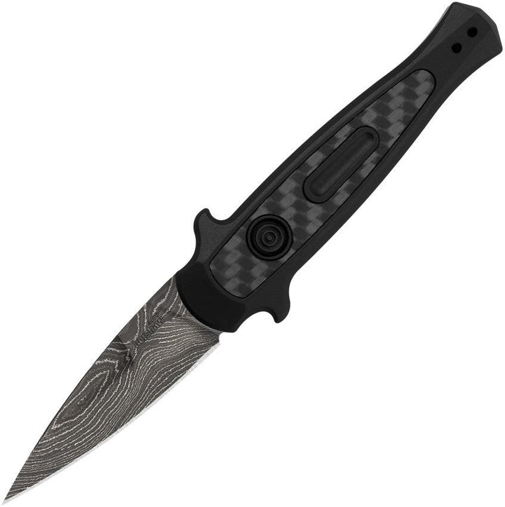 Kershaw Auto Launch 12 Button Lock Black Anodized Aluminum Damascus - Knives.mx