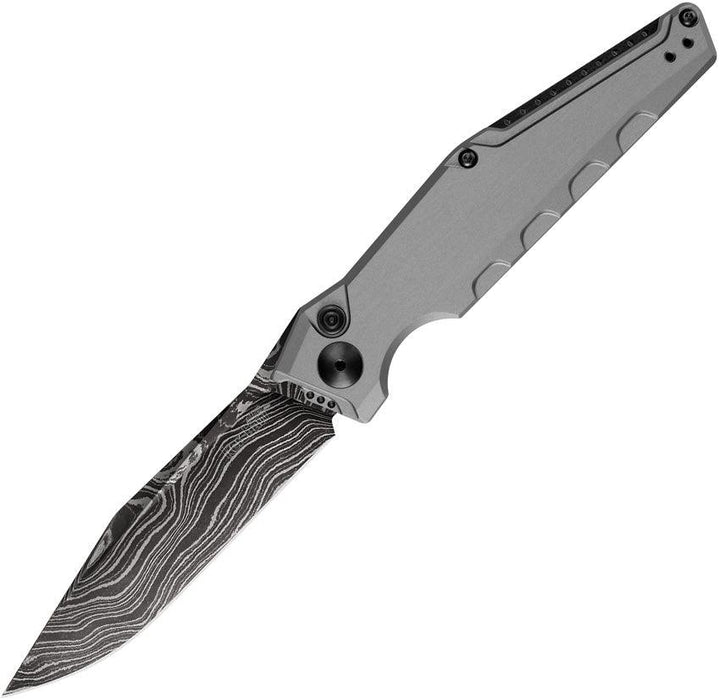 Kershaw Auto Launch 7 Button Lock Gray Anodized 6061-T6 Aluminum Damascus - Knives.mx