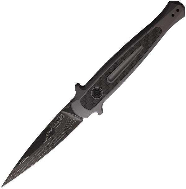 Kershaw Auto Launch 8 Button Lock Black Anodized Aluminum Damascus Steel Blade - Knives.mx