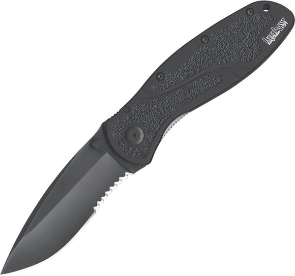 Kershaw Blur Linerlock A/O Black DLC Serrated Coated Sandvik 14C28N - Knives.mx