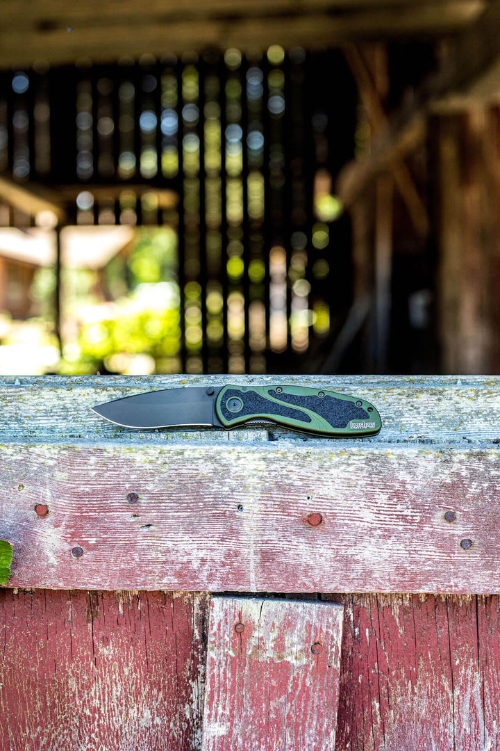 Kershaw Blur Linerlock A/O OD Green Aluminum DLC Coated Sandvik 14C28N - Knives.mx