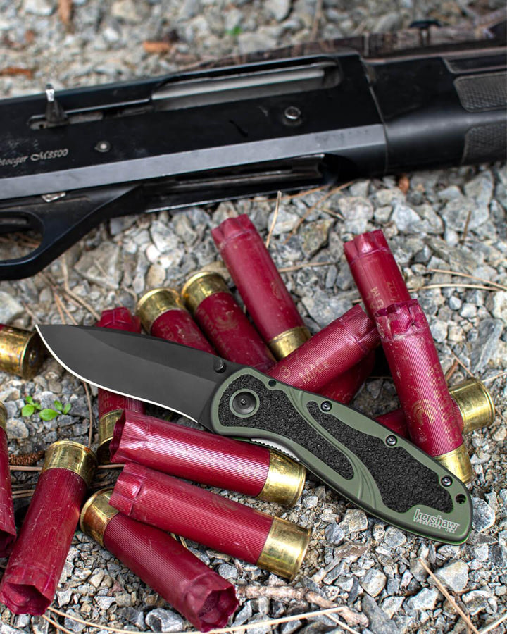 Kershaw Blur Linerlock A/O OD Green Aluminum DLC Coated Sandvik 14C28N - Knives.mx