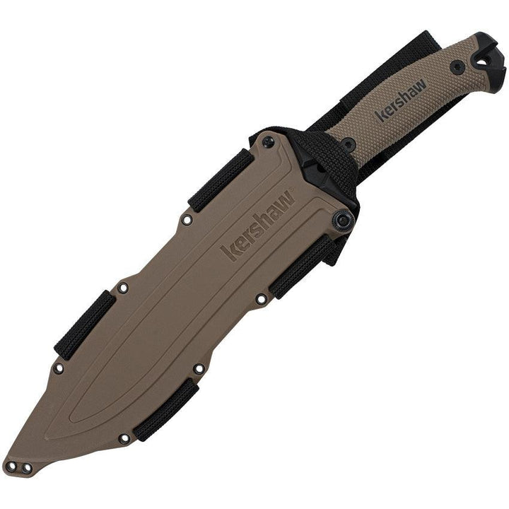 Kershaw Camp 10 Fixed Blade Tan Sure-Grip PowderCoat 65Mn - Knives.mx