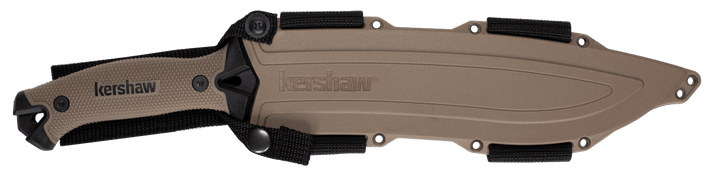 Kershaw Camp 10 Fixed Blade Tan Sure-Grip PowderCoat 65Mn - Knives.mx