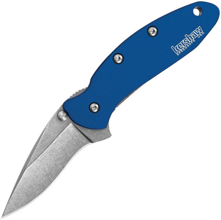 Kershaw Chive Framelock A/O Navy Blue Aluminum Stonewash 420HC - Knives.mx