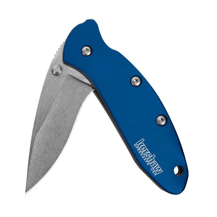 Kershaw Chive Framelock A/O Navy Blue Aluminum Stonewash 420HC - Knives.mx