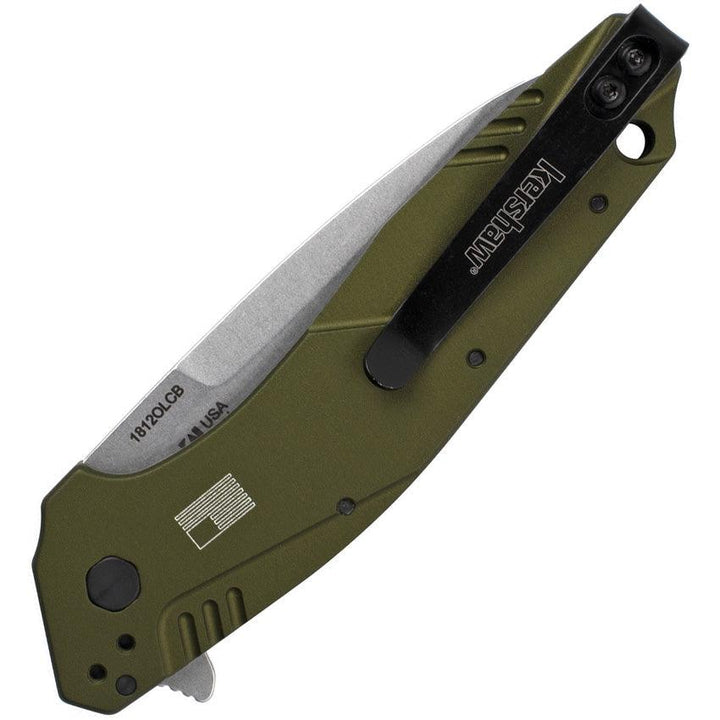 Kershaw Dividend Linerlock A/O OD Green Aluminum CPM D2 and Bohler N690 (SIN CAJA) - Knives.mx