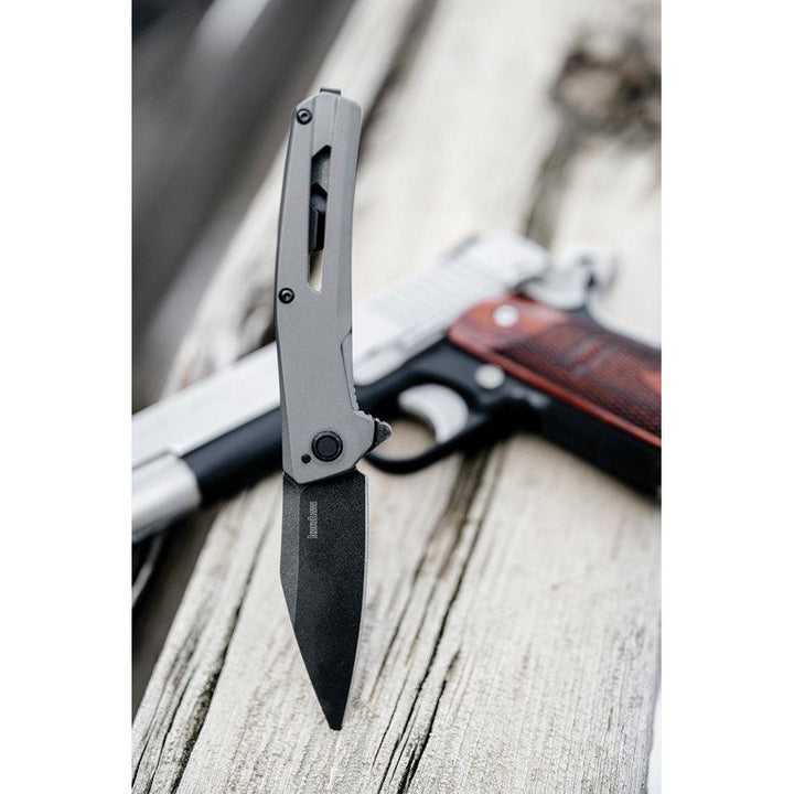 Kershaw Flyby Framelock A/O Gray PVD Coated Stainless BlackWash D2 - Knives.mx