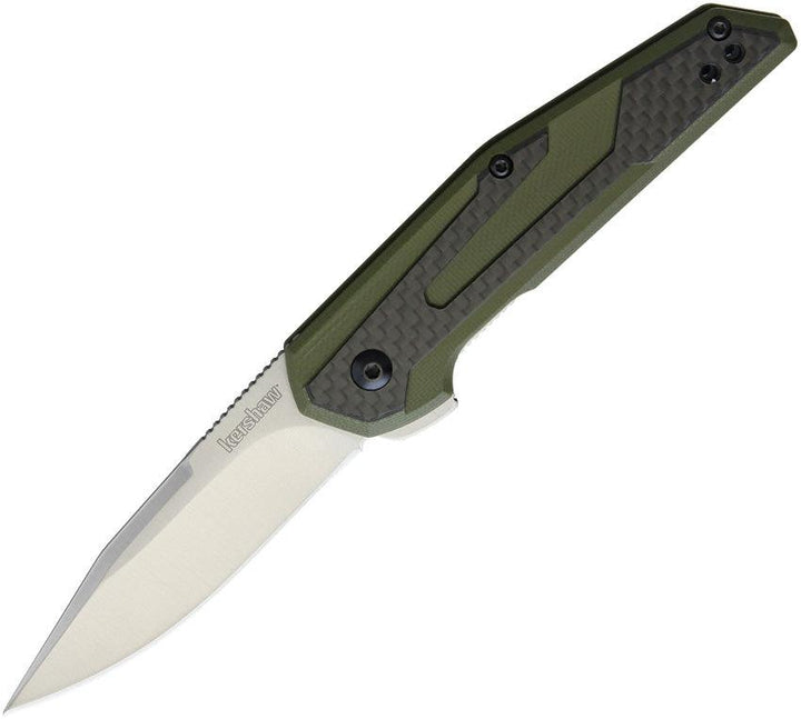 Kershaw Fraxion Linerlock Olive Drab G10 w CF Satin - Knives.mx