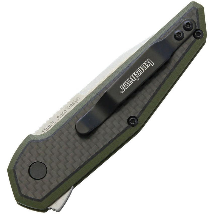 Kershaw Fraxion Linerlock Olive Drab G10 w CF Satin - Knives.mx