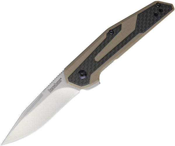 Kershaw Fraxion Linerlock Tan G10 w CF 8Cr13MoV - Knives.mx