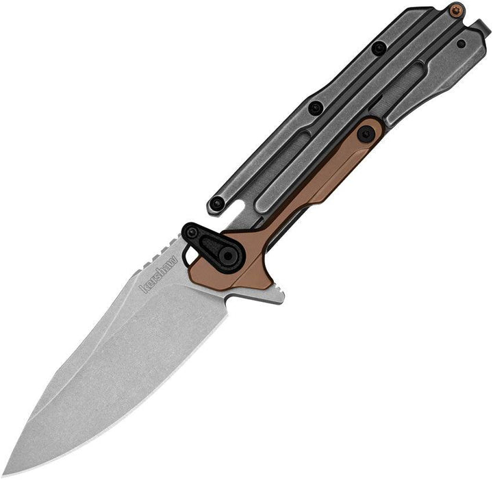 Kershaw Frontrunner Framelock Gray & Bronze PVD Coated Stainless Stonewashed D2 - Knives.mx