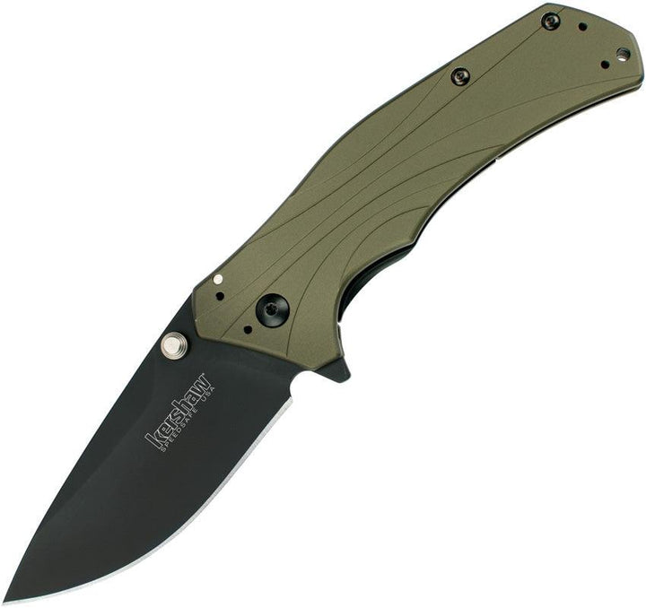 Kershaw Knockout Sub Framelock A/O OD Grn Aluminum Black Sandvik 14C28N - Knives.mx