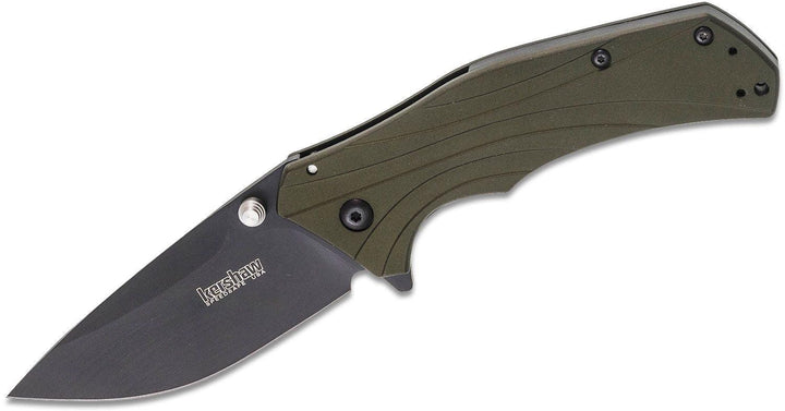 Kershaw Knockout Sub Framelock A/O OD Grn Aluminum Black Sandvik 14C28N - Knives.mx