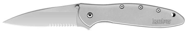 Kershaw Leek A/O Stainless Handle Bead Blasted Serrated Sandvik 14C28N - Knives.mx