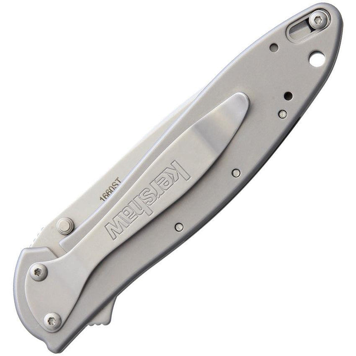 Kershaw Leek A/O Stainless Handle Bead Blasted Serrated Sandvik 14C28N - Knives.mx