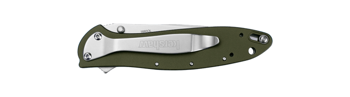 Kershaw Leek Linerlock A/O Olive Aluminum Bead Blasted Sandvik 14C28N - Knives.mx
