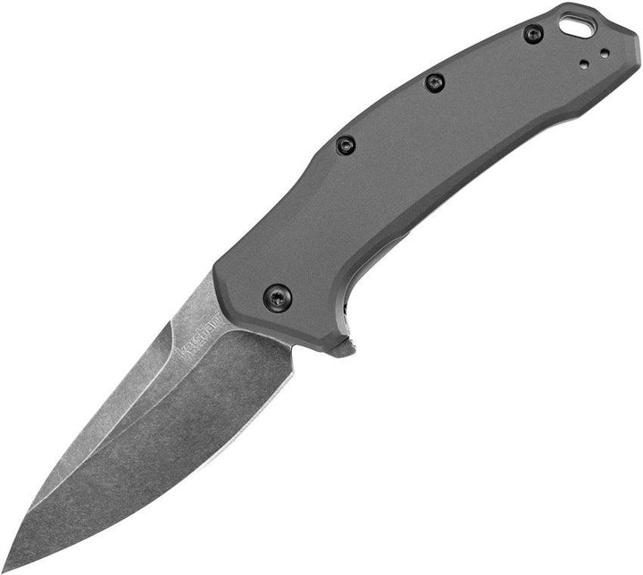 Kershaw Link Linerlock A/O Gray Aluminum BlackWash 420HC - Knives.mx