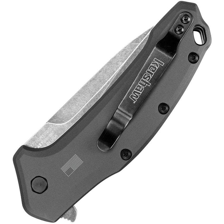 Kershaw Link Linerlock A/O Gray Aluminum BlackWash Serrated 420HC - Knives.mx