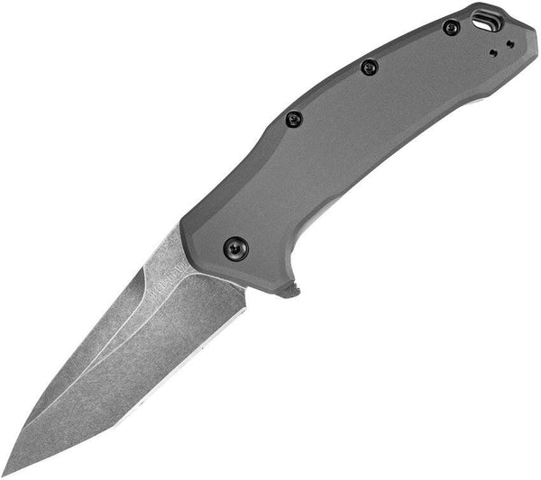 Kershaw Link Linerlock A/O Gray Aluminum BW Tanto 420HC - Knives.mx