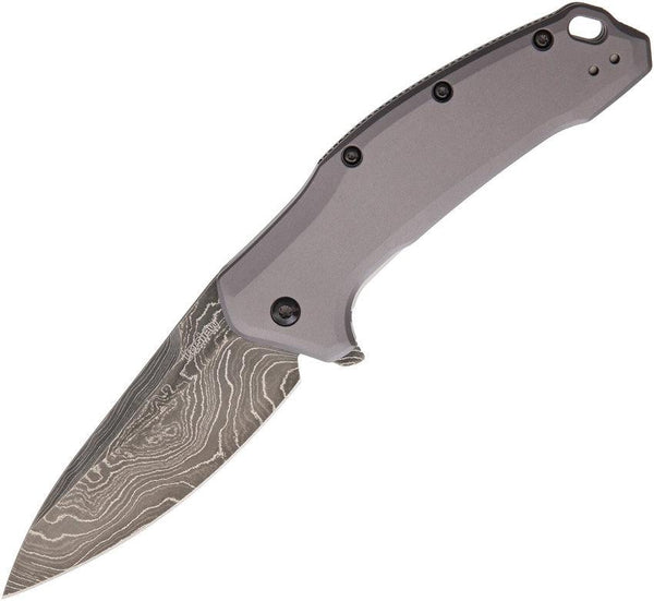 Kershaw Link Linerlock A/O Gray Anodized Aluminum Damascus - Knives.mx