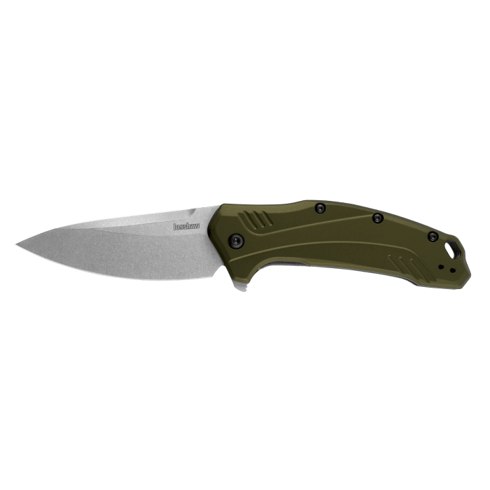 Kershaw Link Linerlock A/O Olive Aluminum Stonewash CPM-20CV - Knives.mx