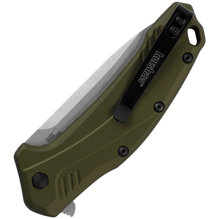 Kershaw Link Linerlock A/O Olive Aluminum Stonewash CPM-20CV - Knives.mx