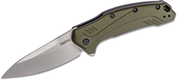 Kershaw Link Linerlock A/O Olive Aluminum Stonewash CPM-20CV - Knives.mx