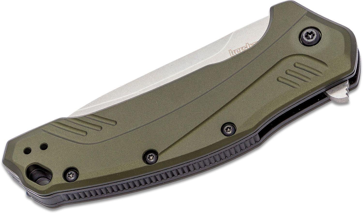 Kershaw Link Linerlock A/O Olive Aluminum Stonewash CPM-20CV - Knives.mx