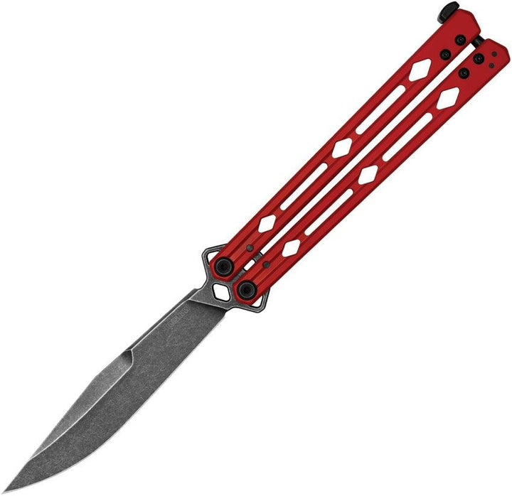 Kershaw Lucha Butterfly Knife Red Stainless BlackWash 14C28N Sandvik - Knives.mx