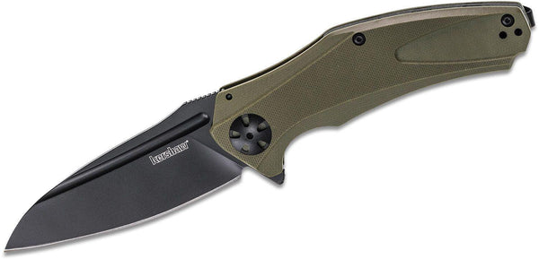 Kershaw Natrix XL Flipper Knife Black Oxide Blade OD Green G10 - Knives.mx