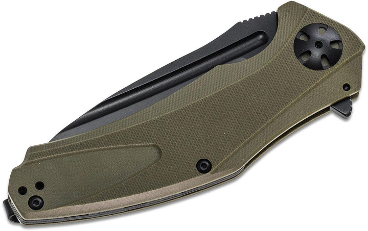 Kershaw Natrix XL Flipper Knife Black Oxide Blade OD Green G10 - Knives.mx