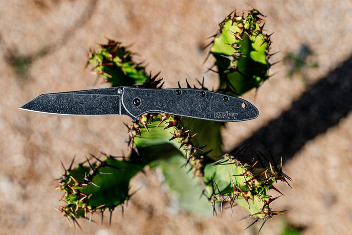 Kershaw Random Leek Framelock A/O Black Oxide Blackwash Reverse Tanto Sandvik 14C28N - Knives.mx