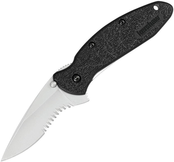 Kershaw Scallion Linerlock A/O Black GRN Bead Blasted Serrated 420HC - Knives.mx