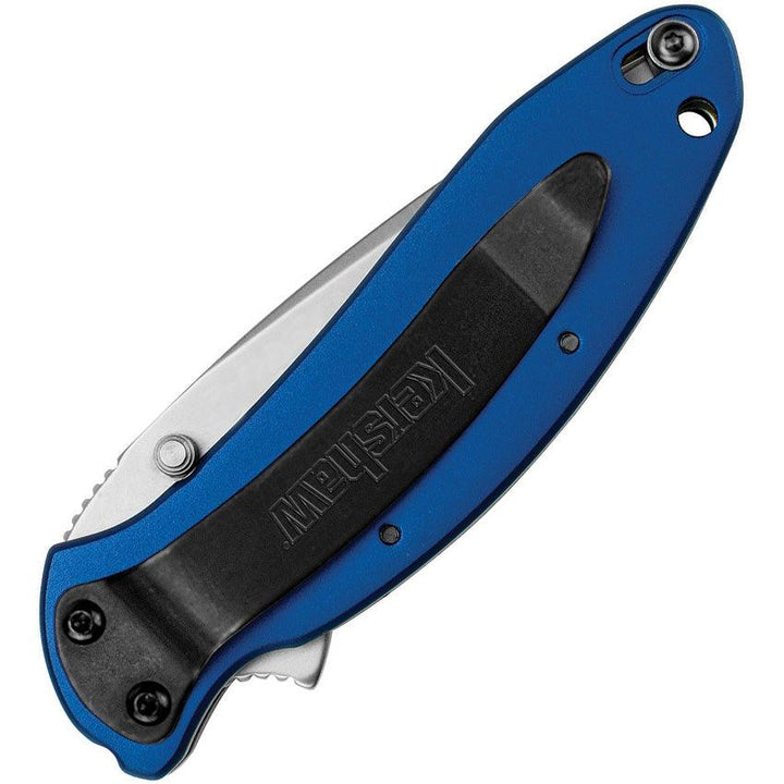 Kershaw Scallion Linerlock A/O Blue Aluminum Bead Blasted 420HC - Knives.mx