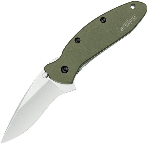 Kershaw Scallion Linerlock A/O Olive Aluminum Bead Blasted 420HC - Knives.mx