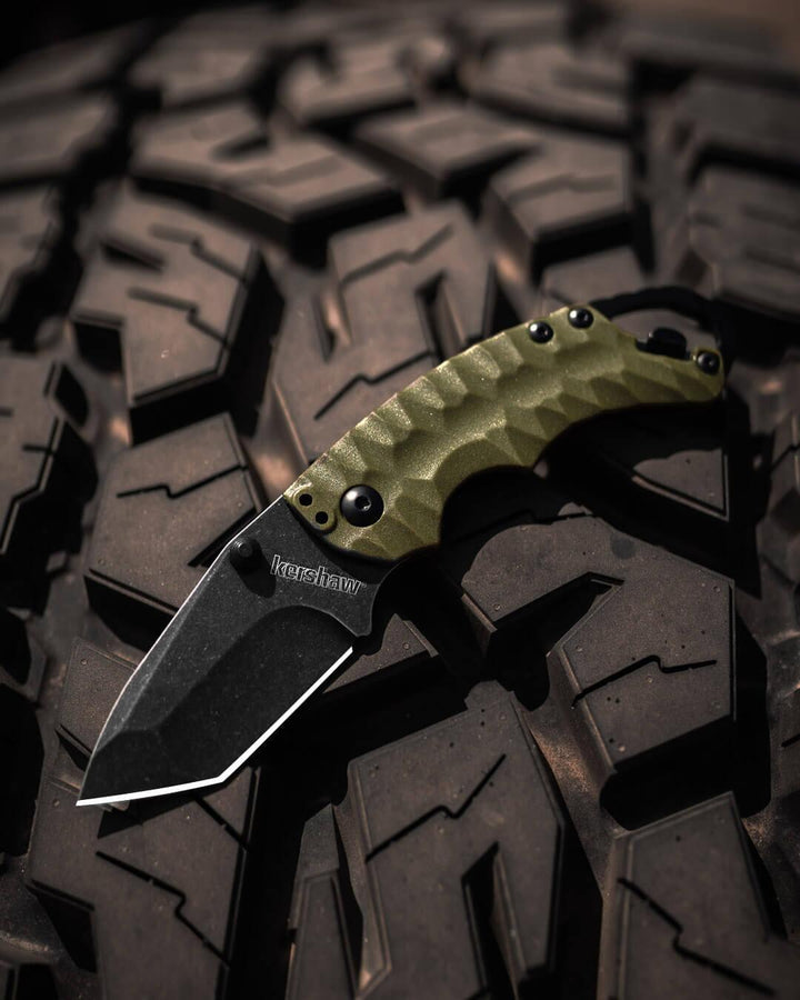 Kershaw Shuffle II Linerlock OD Green GFN BW Tanto 8Cr13MoV - Knives.mx