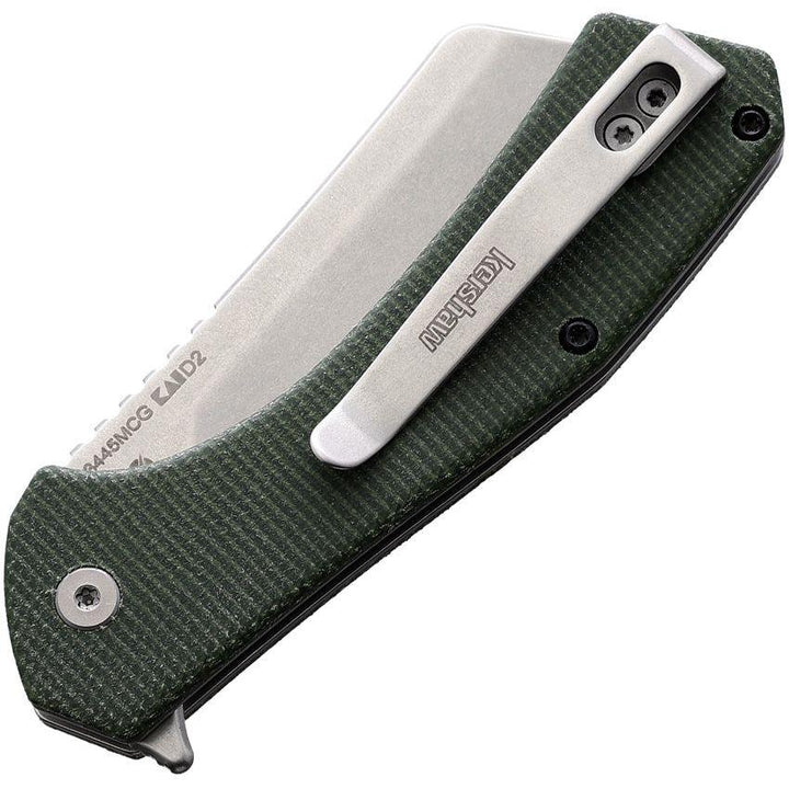 Kershaw Static Framelock Green Micarta Stonewash D2 - Knives.mx
