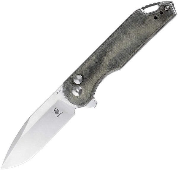 Kizer Cutlery Assassin Button Lock Green Micarta Stonewash 154CM - Knives.mx