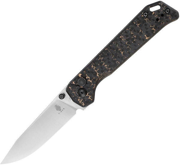 Kizer Cutlery Begleiter 2 Button Lock Fatcarbon Satin 20CV - Knives.mx